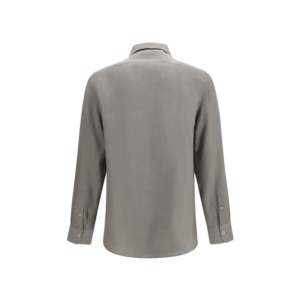 Brunello Cucinelli Bicolor Linen Dress Shirt