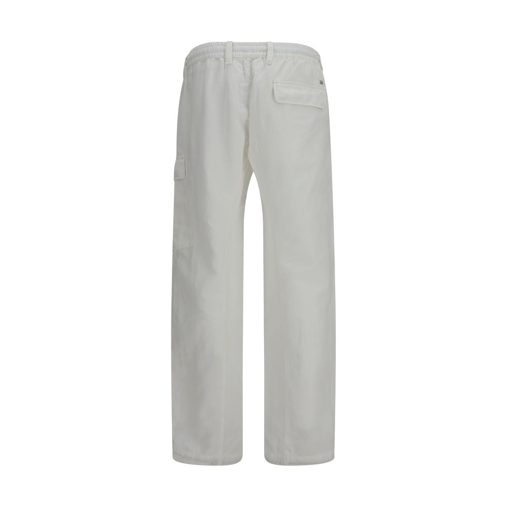 C.P. Company White Cotton Cargo Pants