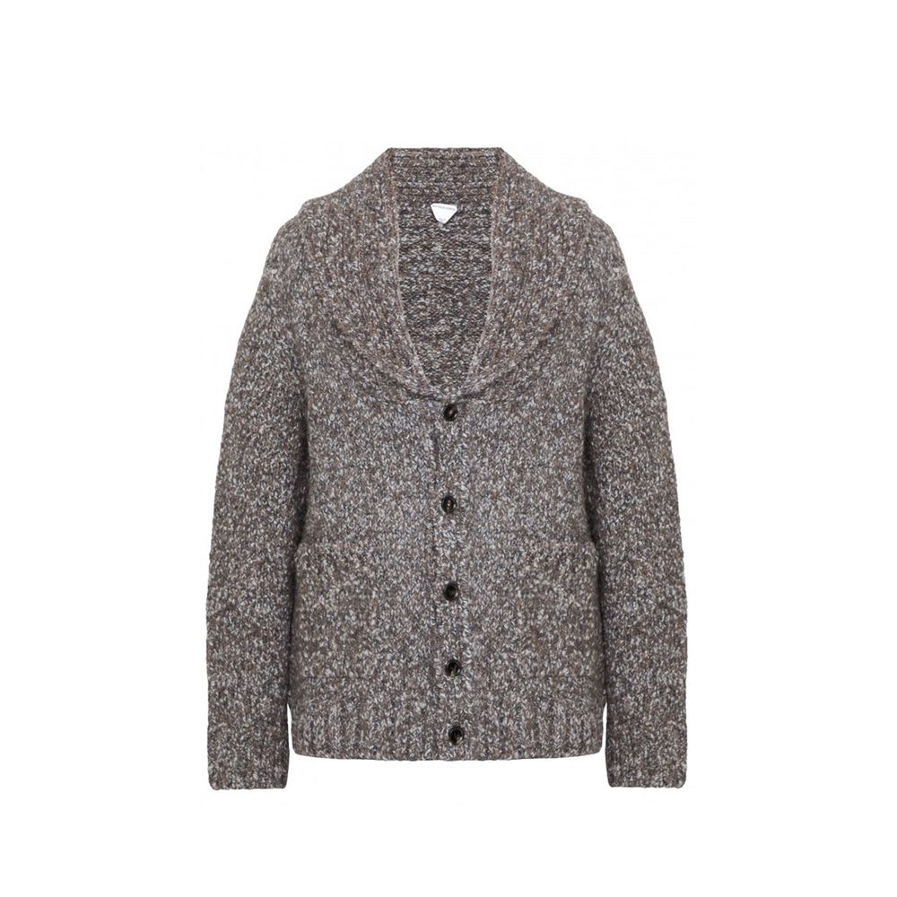 Bottega Veneta Gray Alpaca Leather Cardigan