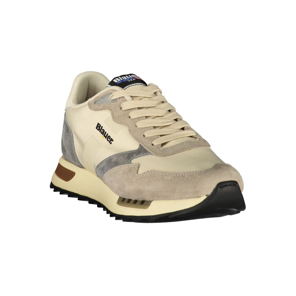 Blauer Beige Polyester Mens Sneaker