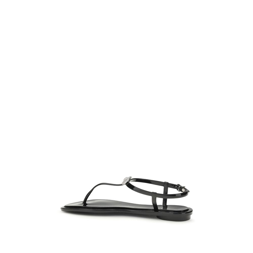 MACH & MACH Black Rubber Flat Sandals
