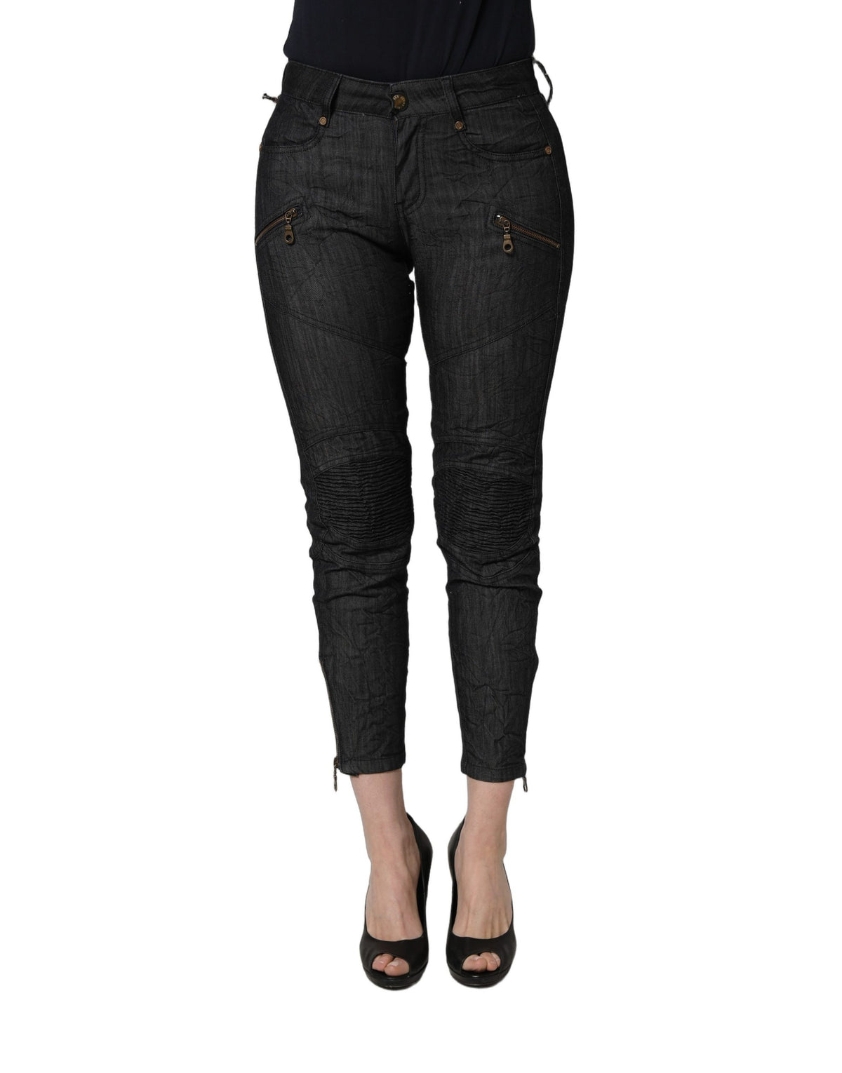 PLEIN SUD Black Cotton Mid Waist Skinny Denim Jeans