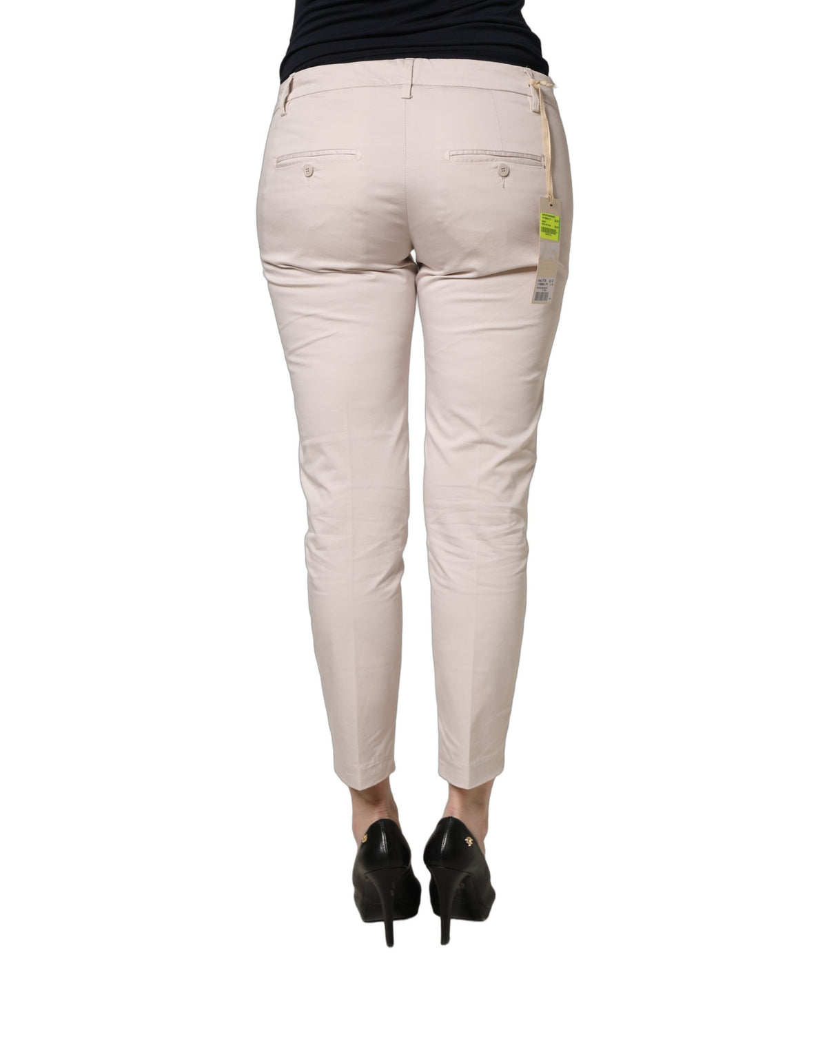 Versace Jeans Couture Beige Low Waist Tapered Women Cropped Trousers Pants