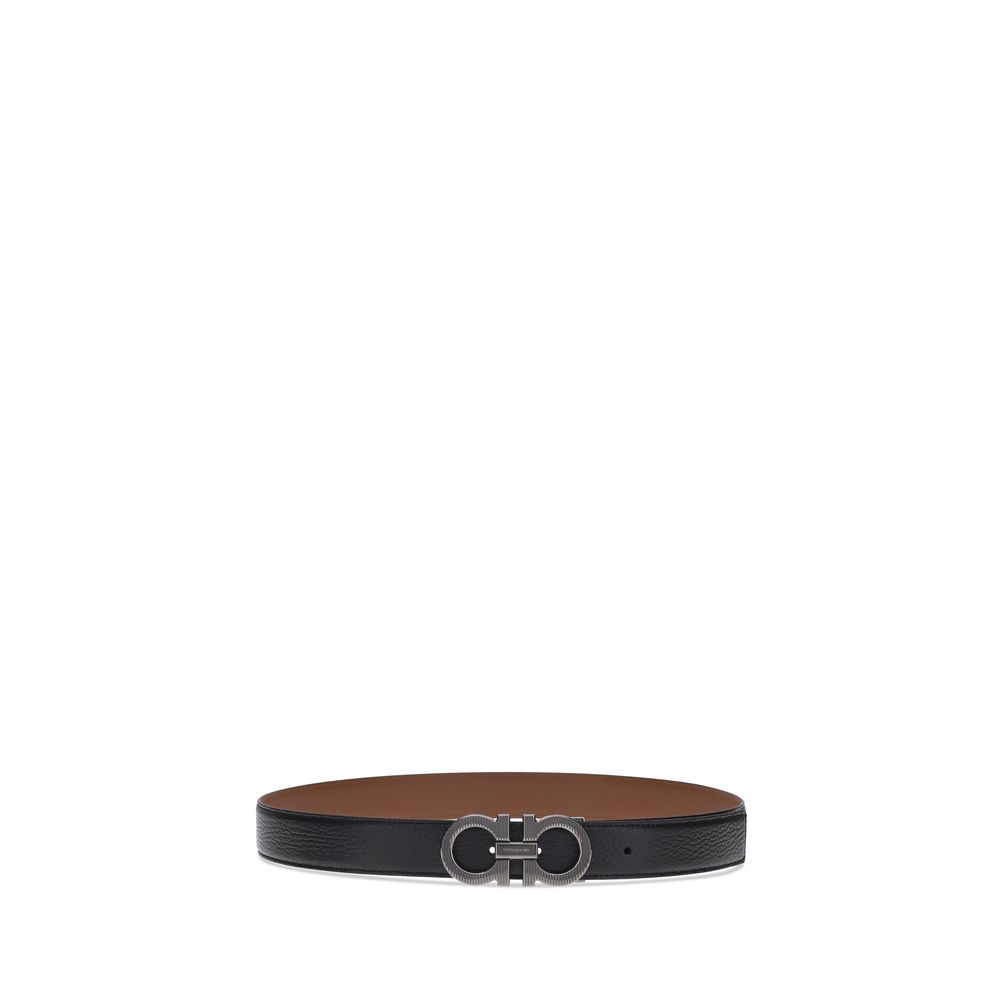 Ferragamo Black Calf Leather Bos Taurus Regular Belt