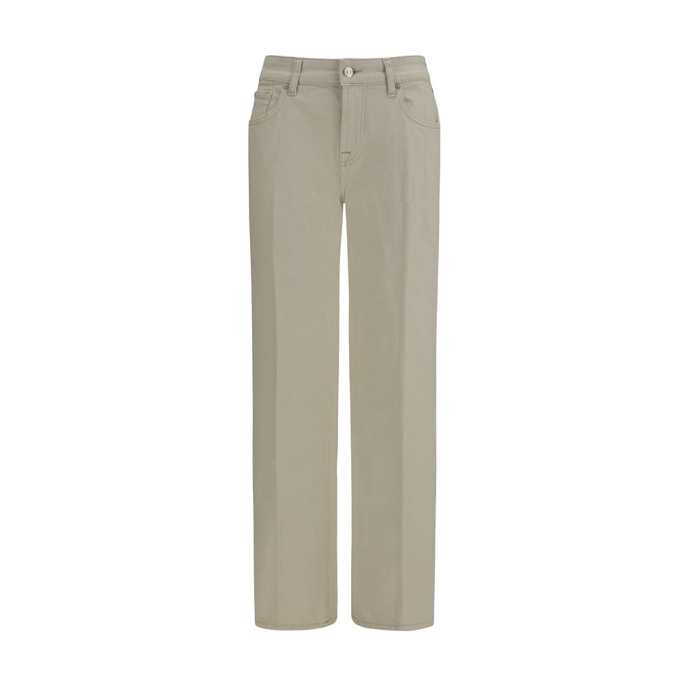 7FOR Beige Cotton Straight-Leg Jeans