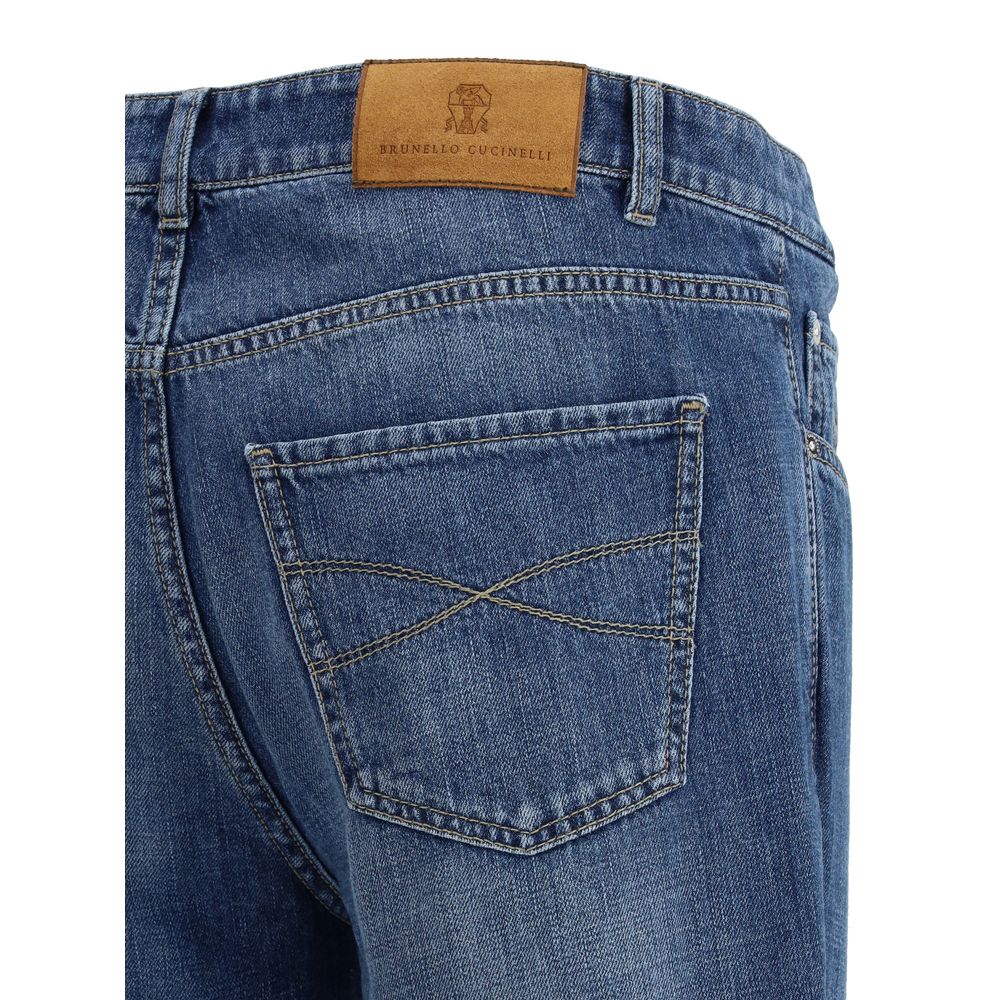 Brunello Cucinelli Blue Cotton Straight-Leg Jeans