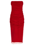 Carolina Herrera Red Silk Midi Dress