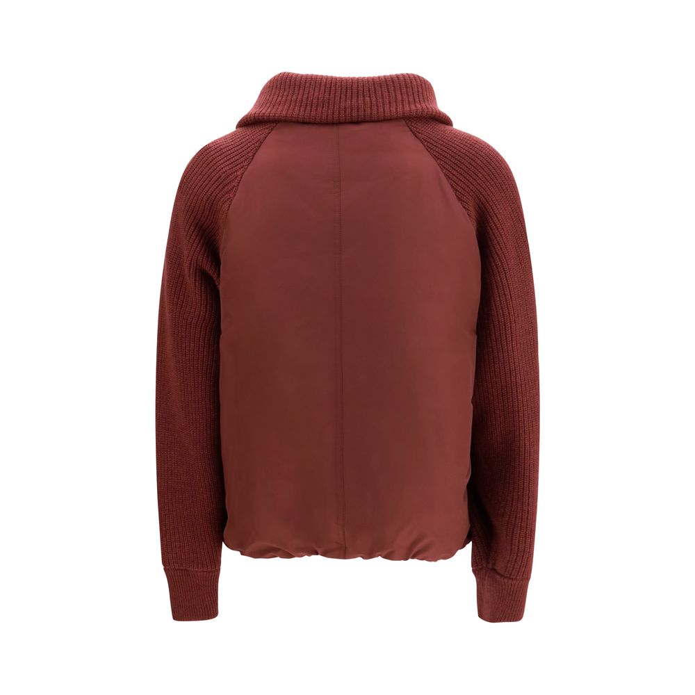 Brunello Cucinelli Bordeaux Cotton Full-Length Jacket