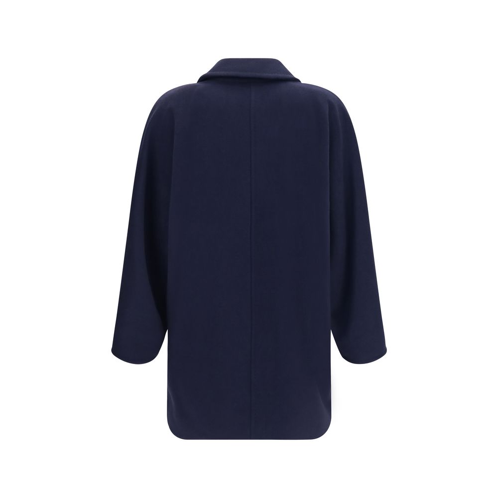 Max Mara Blue Wool Oves Aries Full-Length Jacket