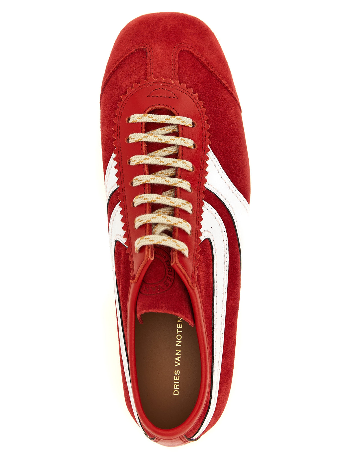 Dries Van Noten Red Calfskin Athletic Sneakers