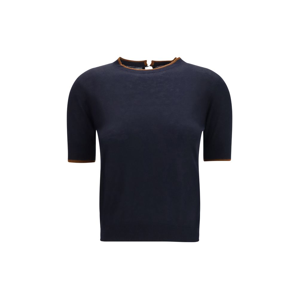 Max Mara Blue Silk T-Shirt