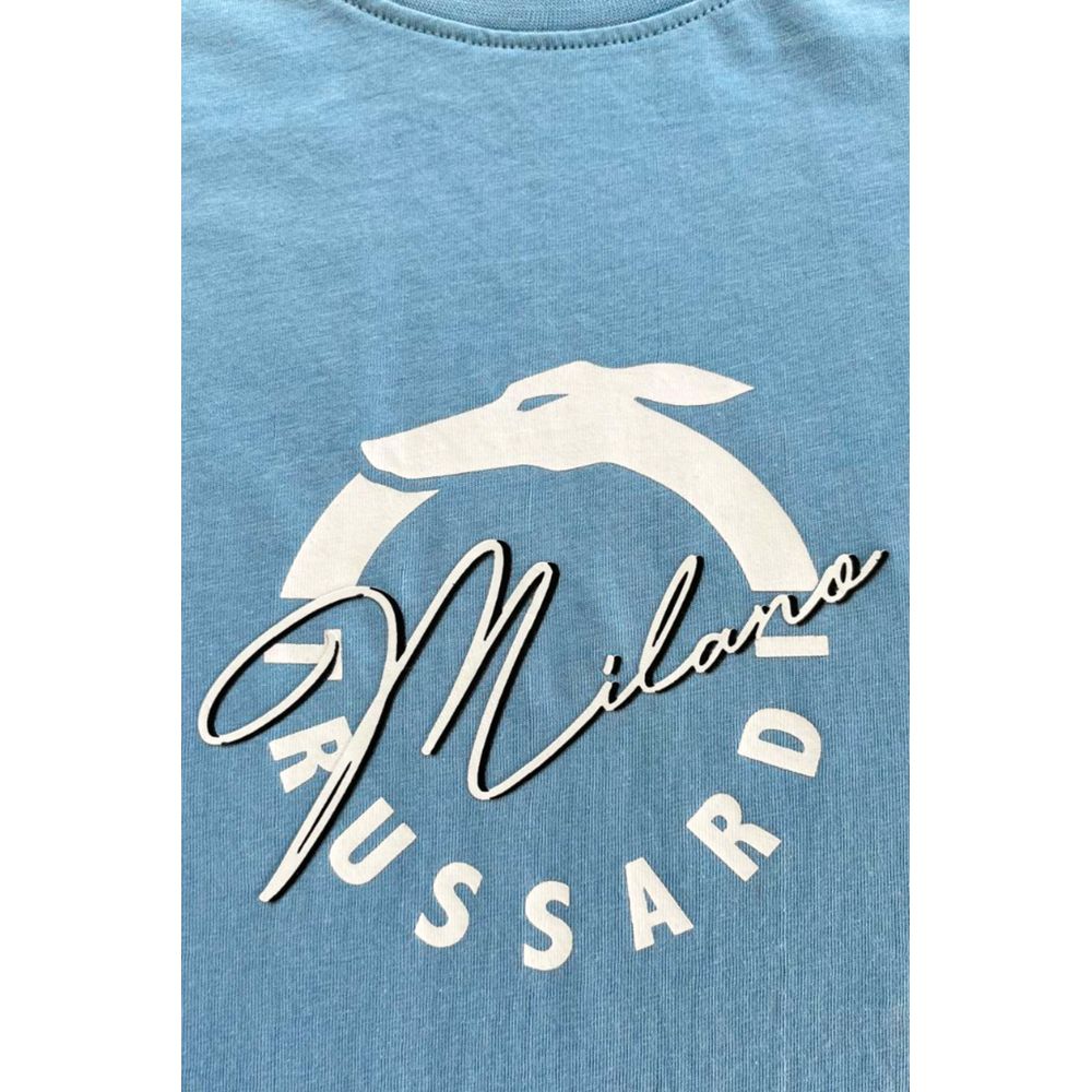 Trussardi Beachwear Light Blue Cotton Men T-Shirt