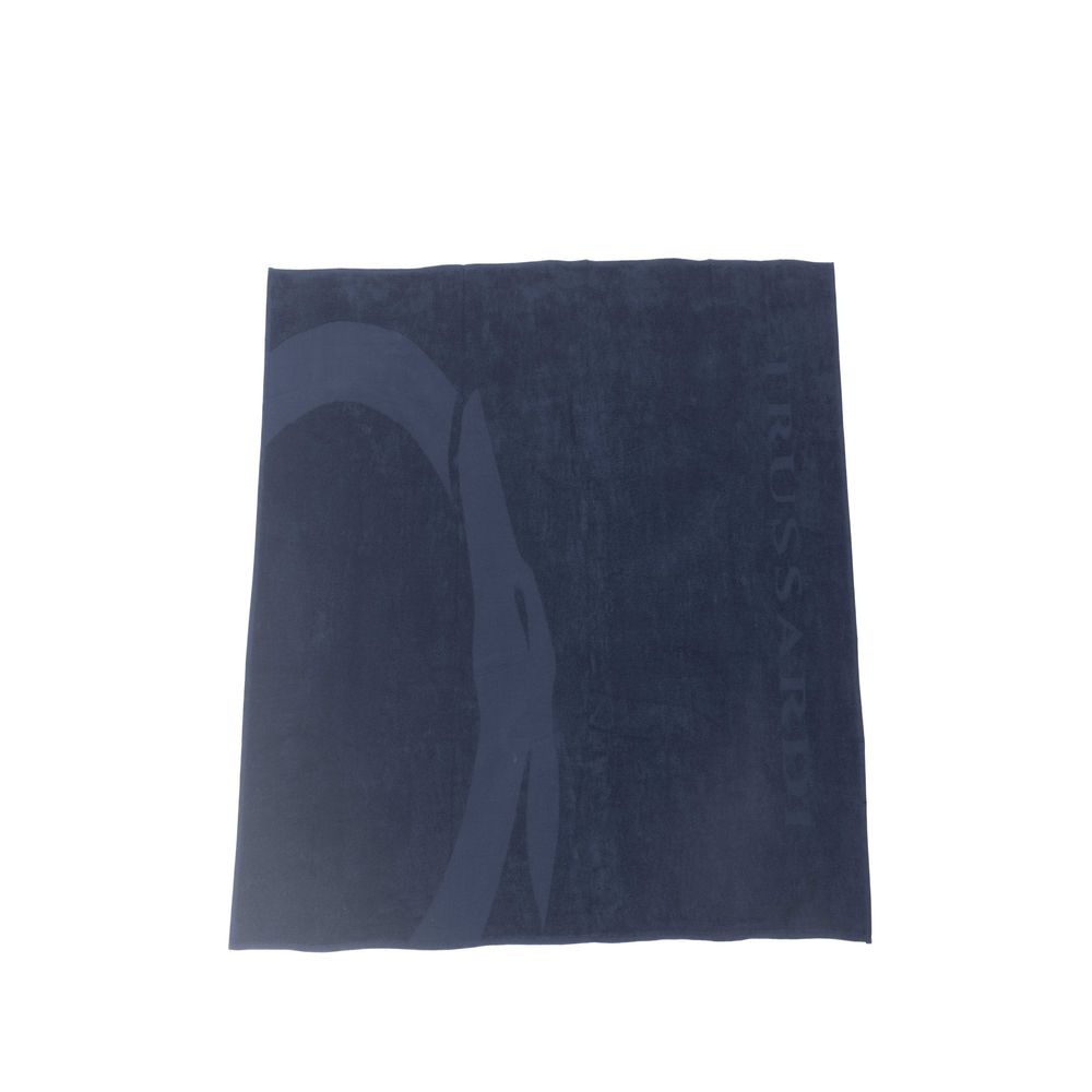 Trussardi Beachwear Blue Cotton Men's Beach Towel