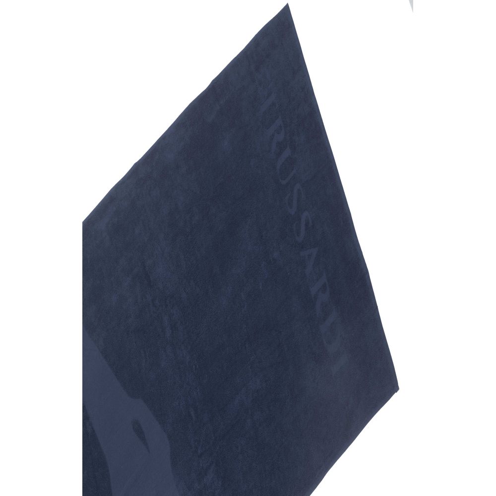Trussardi Beachwear Blue Cotton Men's Beach Towel