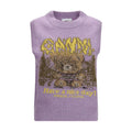 Ganni Purple Alpaca Vicugna Pacos Sleeveles Sweater