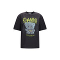 Ganni Gray Cotton T-Shirt