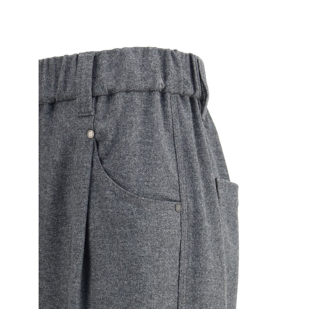 Brunello Cucinelli Gray Wool Oves Aries Casual Pants