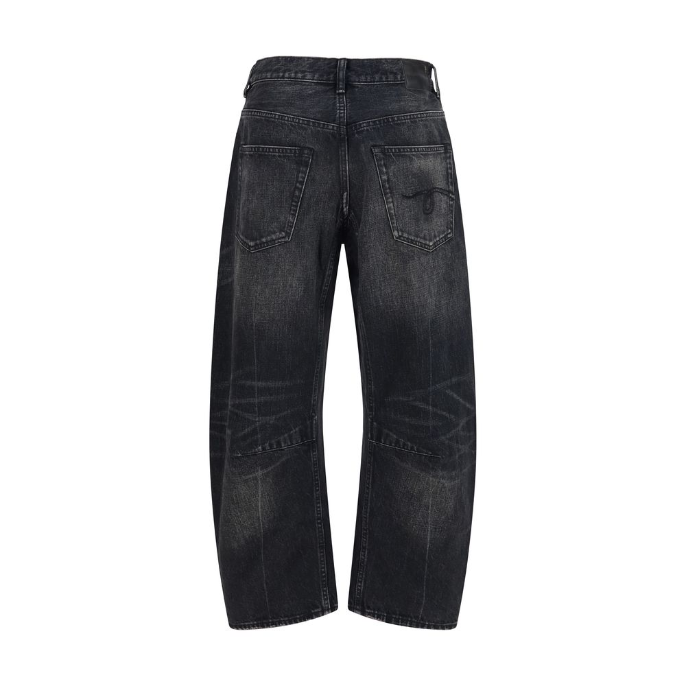 R13 Black Cotton Boyfriend Jeans