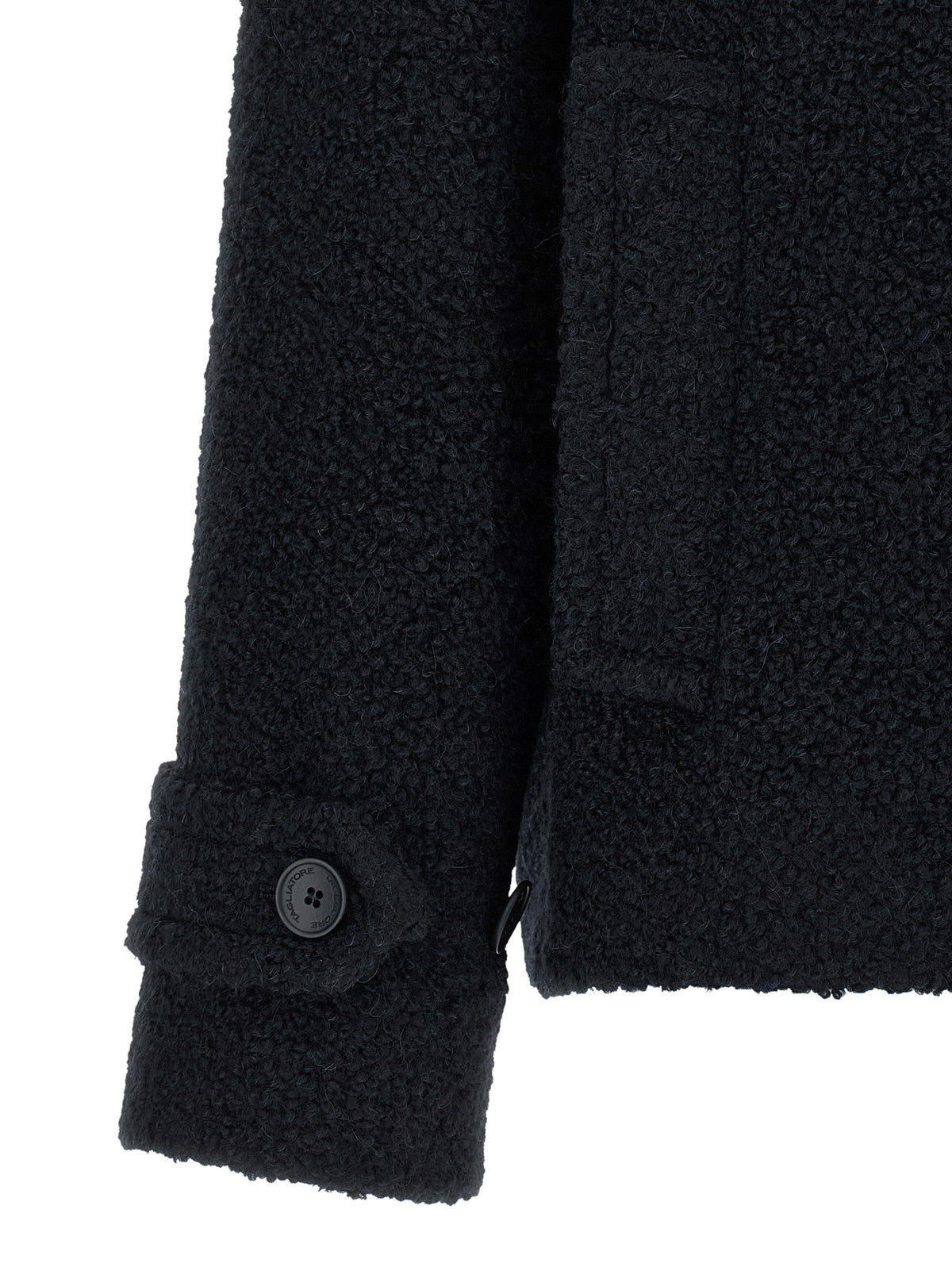 Tagliatore Blue Alpaca Leather Coat