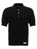 Balmain Black Merino Wool Polo Shirt