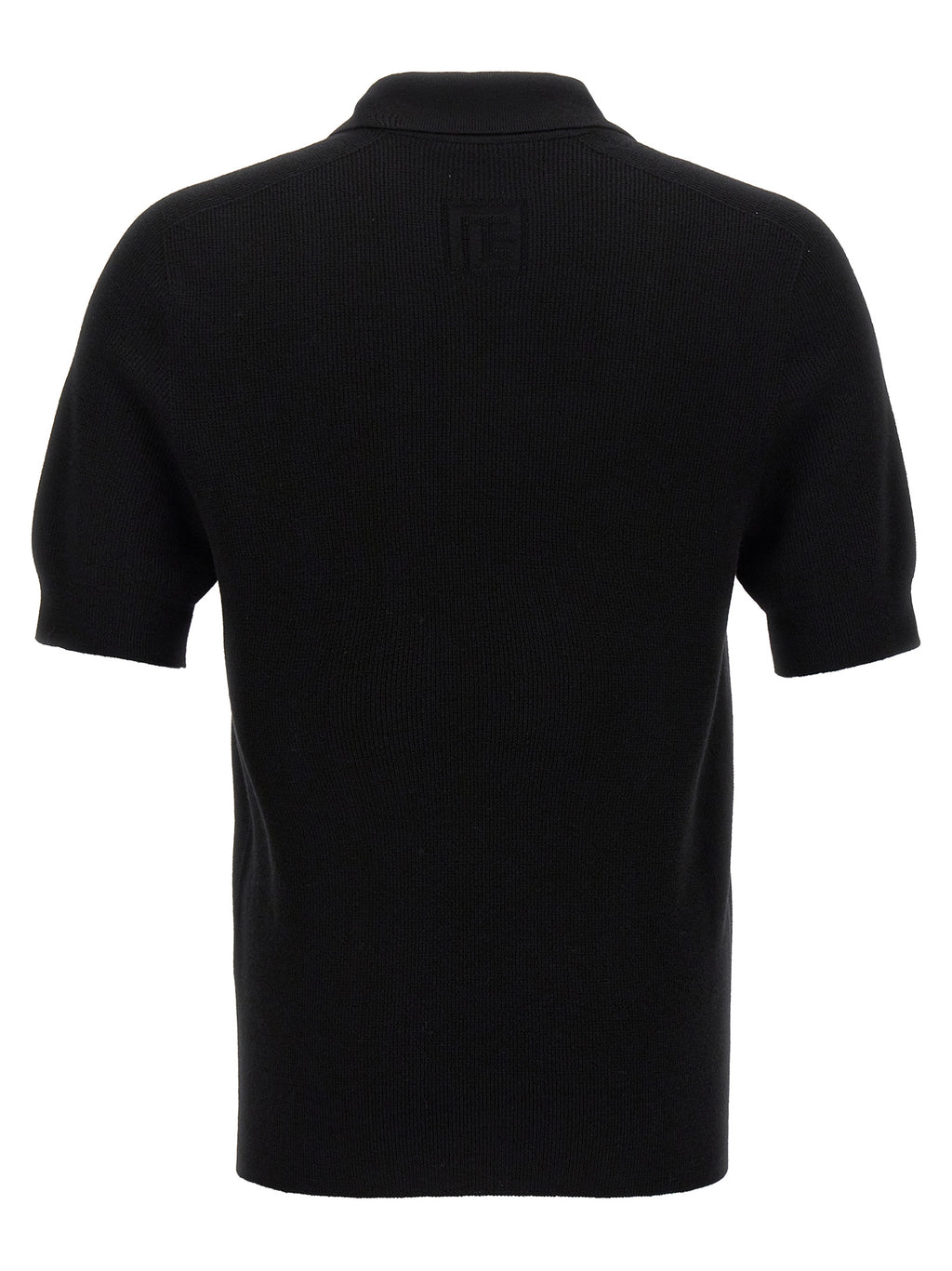 Balmain Black Merino Wool Polo Shirt