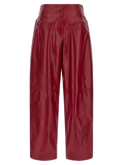 Alberta Ferretti Red Leather Pants
