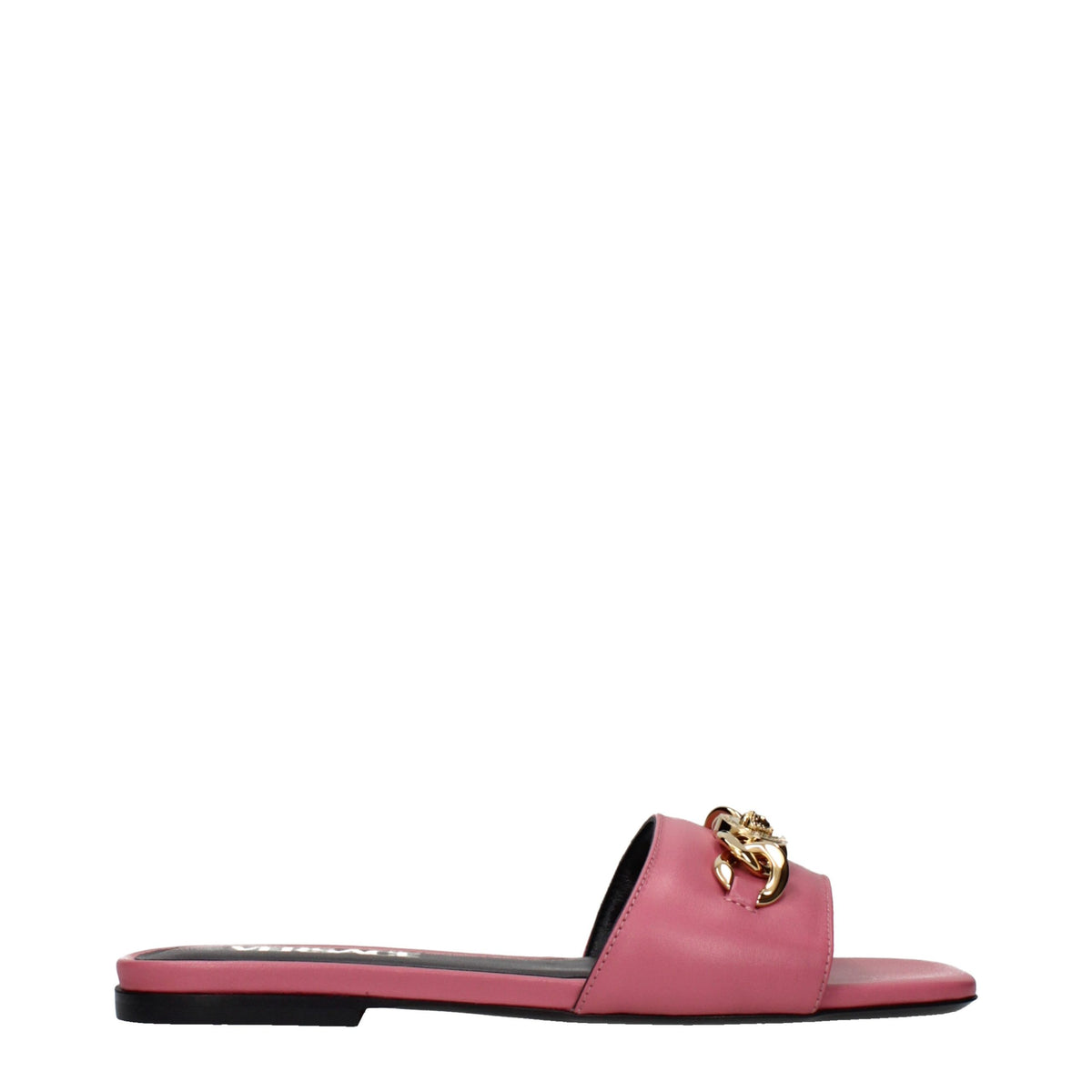 Versace Pink Leather Slippers