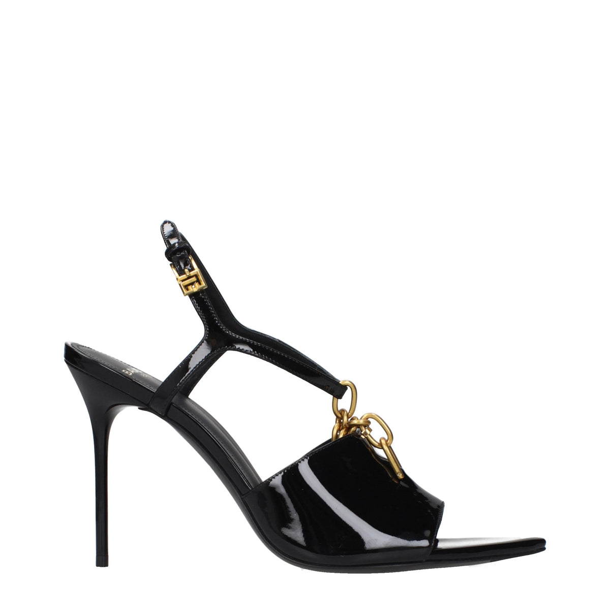 Balmain Black Leather Stiletto Heel Sandals
