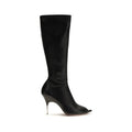 Amina Muaddi Black Napa Leather / Calf Bos Taurus High Heel Boots