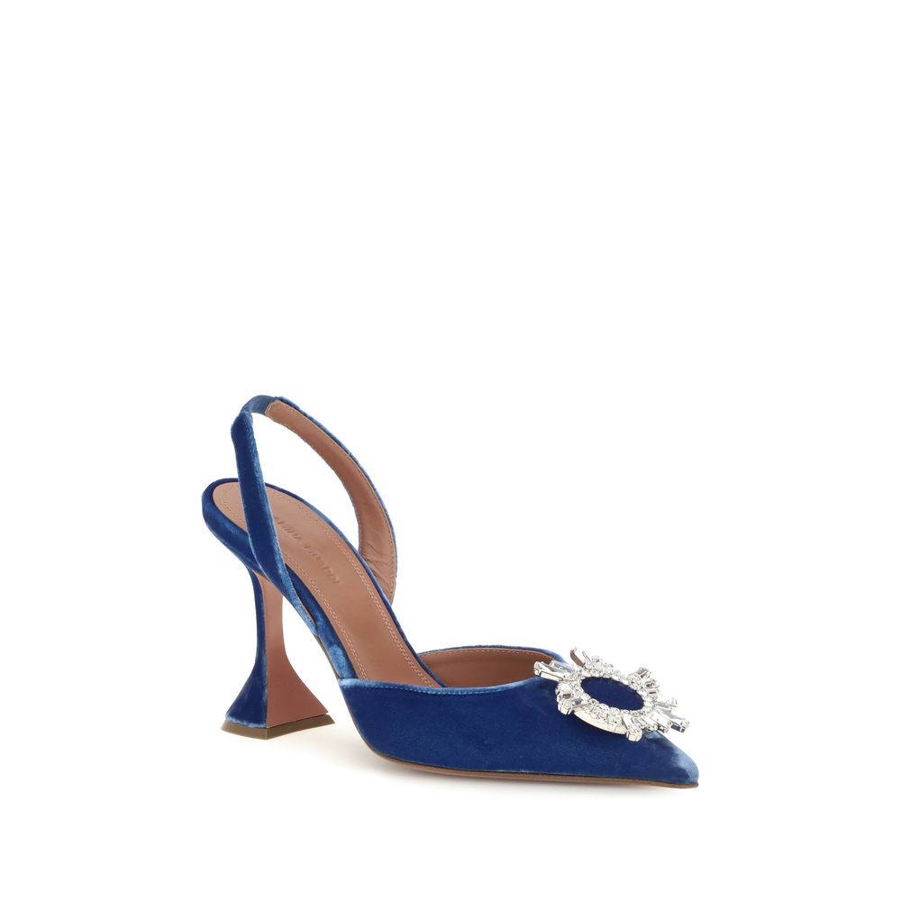 Amina Muaddi Blue Viscose High Heel Pumps