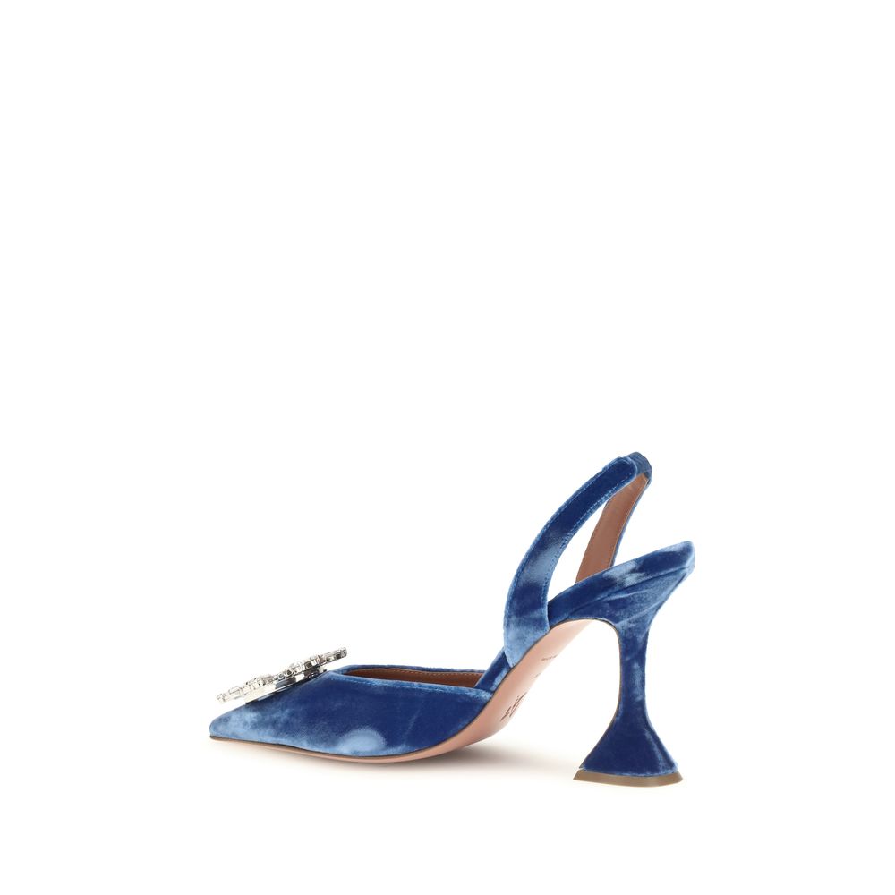 Amina Muaddi Blue Viscose High Heel Pumps