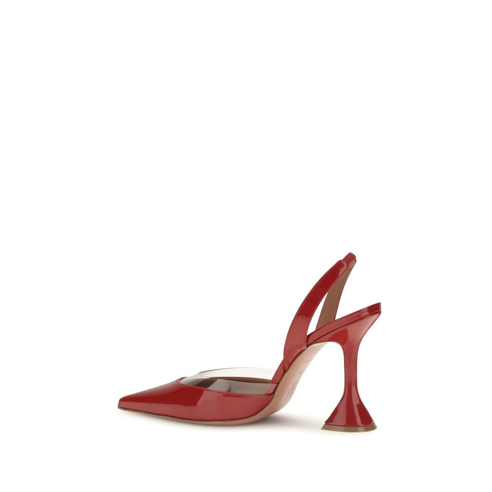 Amina Muaddi Red Goatskin High Heel Pumps