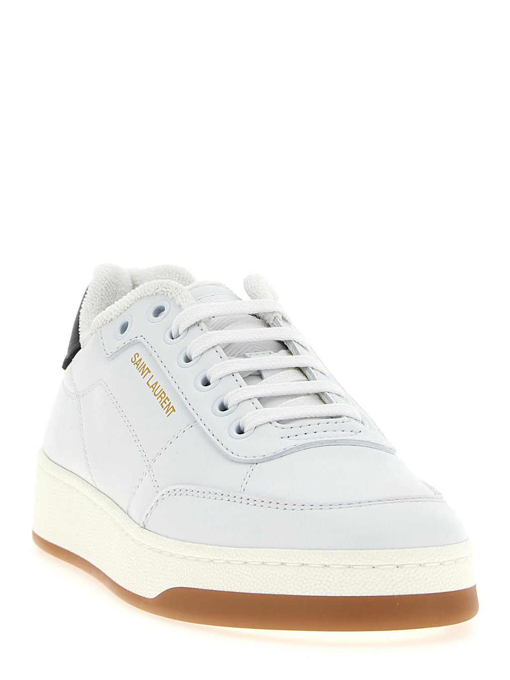 Saint Laurent Bicolor Calfskin Low Top Sneakers