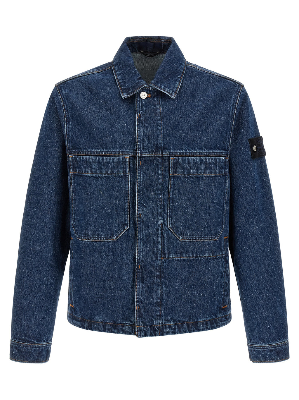Stone Island Blue Cotton Denim Jacket