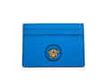 Versace Mini Medusa Blue Grainy Leather Slim Card Case Wallet