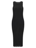 PLEATS PLEASE ISSEY MIYAKE Black Polyester Midi Dress