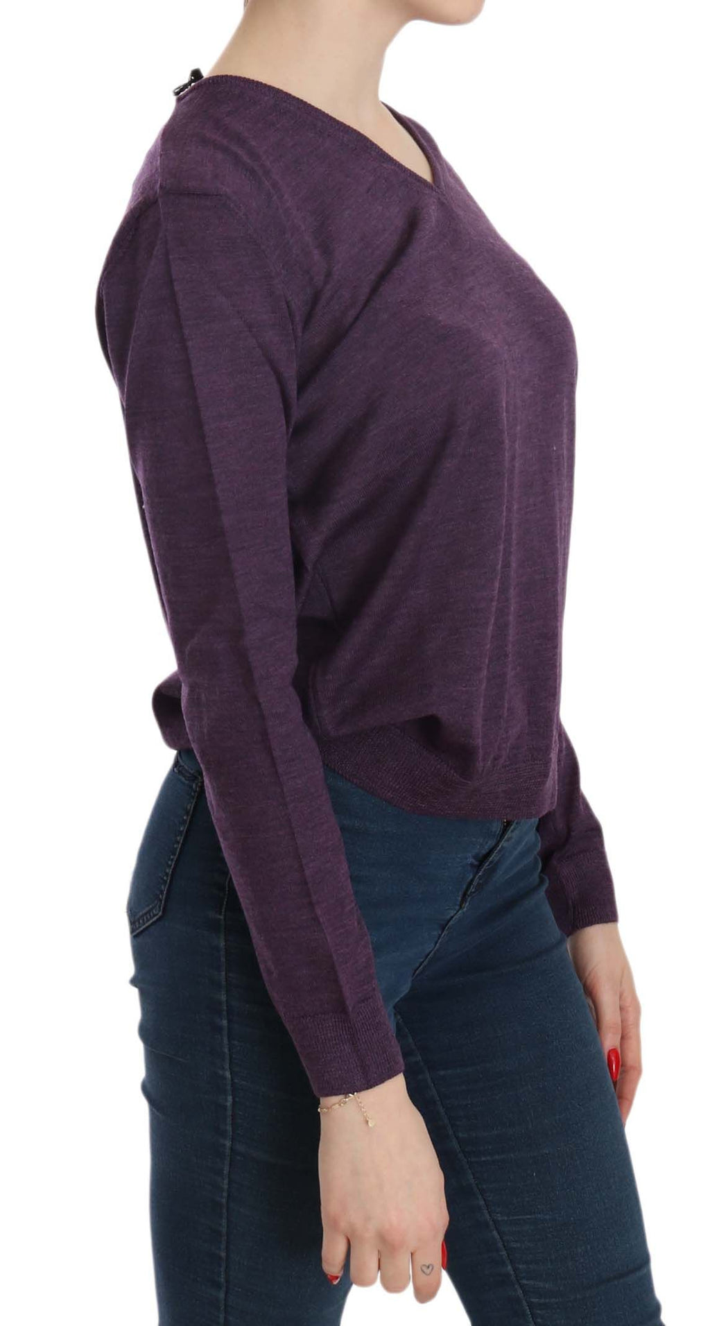 BYBLOS Purple V-neck Long Sleeve Pullover Top
