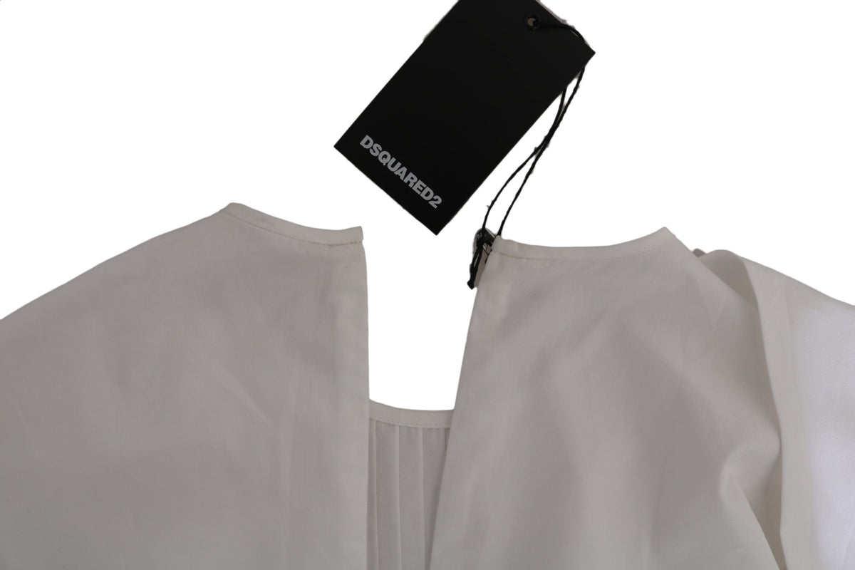 Dsquared² White Crew Neck Long Sleeve Cotton Blouse Dsquared²