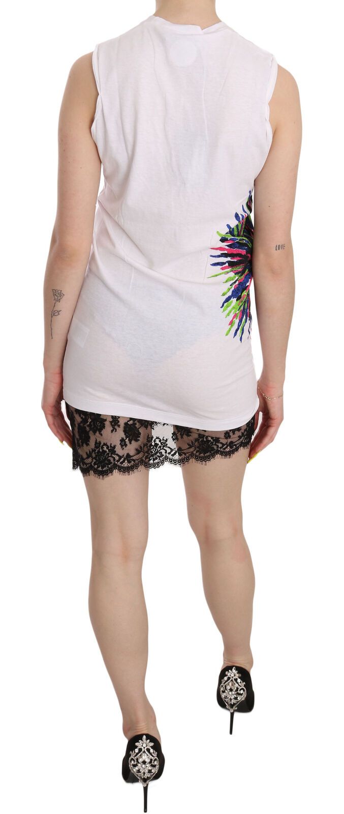 Dsquared² White Printed Crew Neck Sleeveless Bodycon Mini Dress Dsquared²