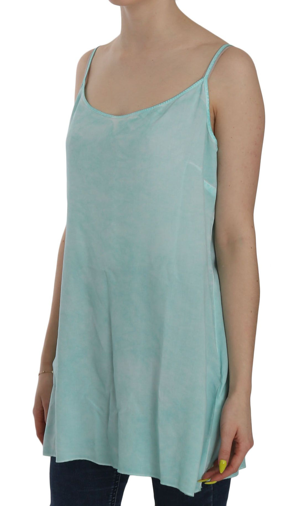 Ermanno Scervino Blue Sleeveless Spaghetti Dress Blouse
