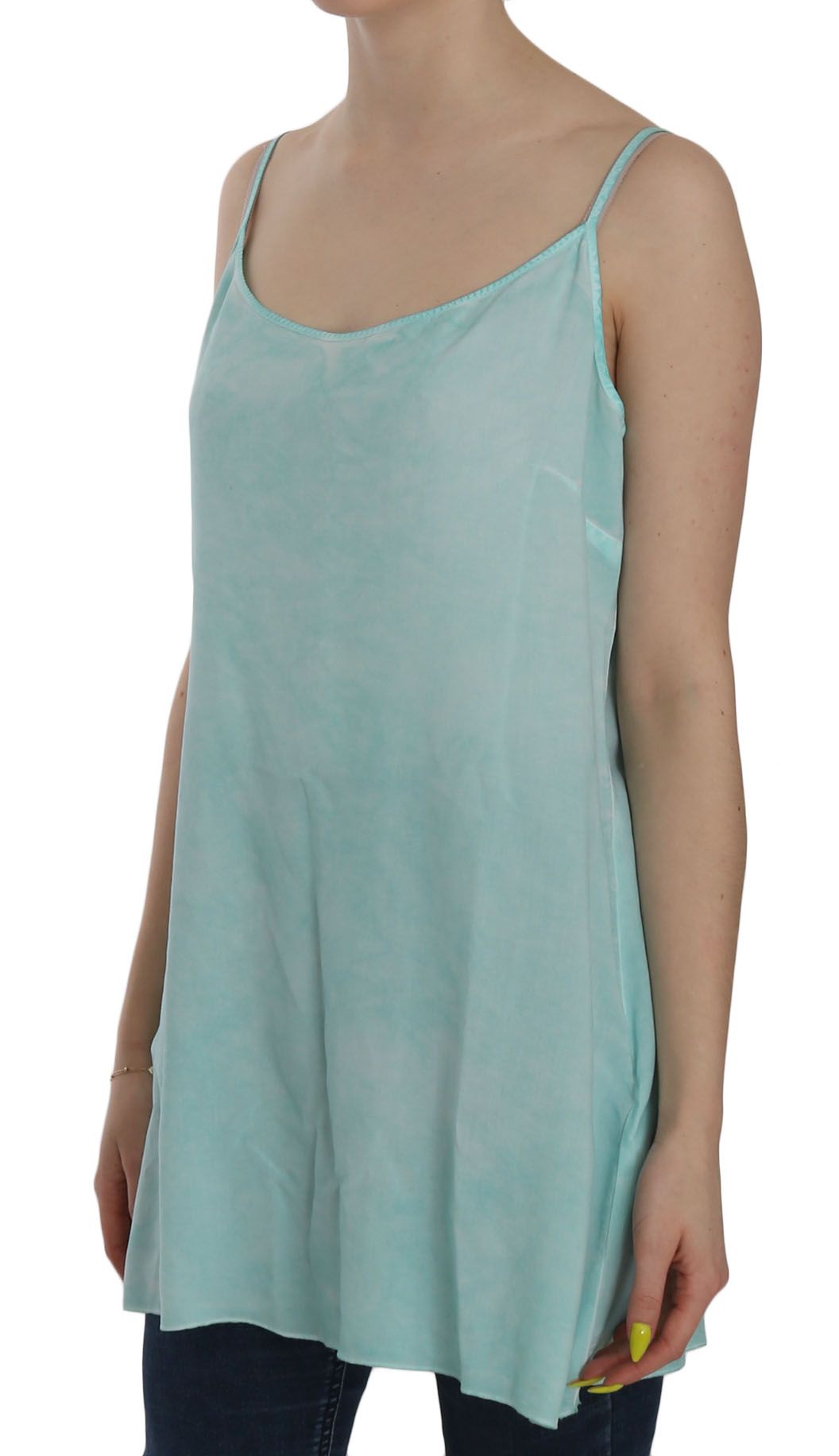 Ermanno Scervino Blue Sleeveless Spaghetti Dress Blouse