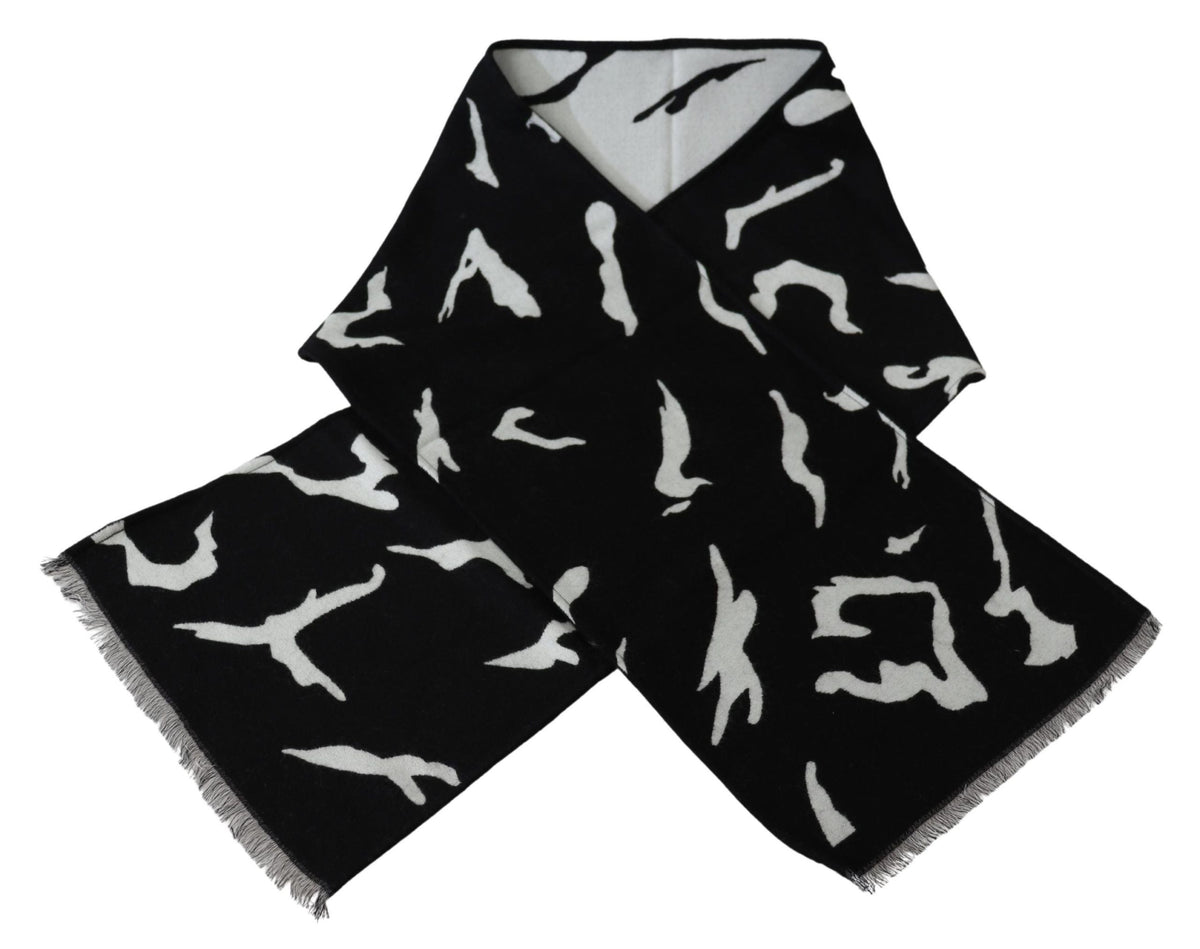 Givenchy Black White Wool Unisex Winter Warm Scarf Wrap Shawl Givenchy