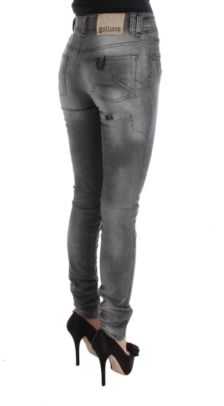 John Galliano Gray Wash Cotton Blend Slim Fit Denim Jeans Pants John Galliano