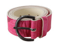 John Galliano Pink Leather Letter Logo Design Round Buckle Belt John Galliano