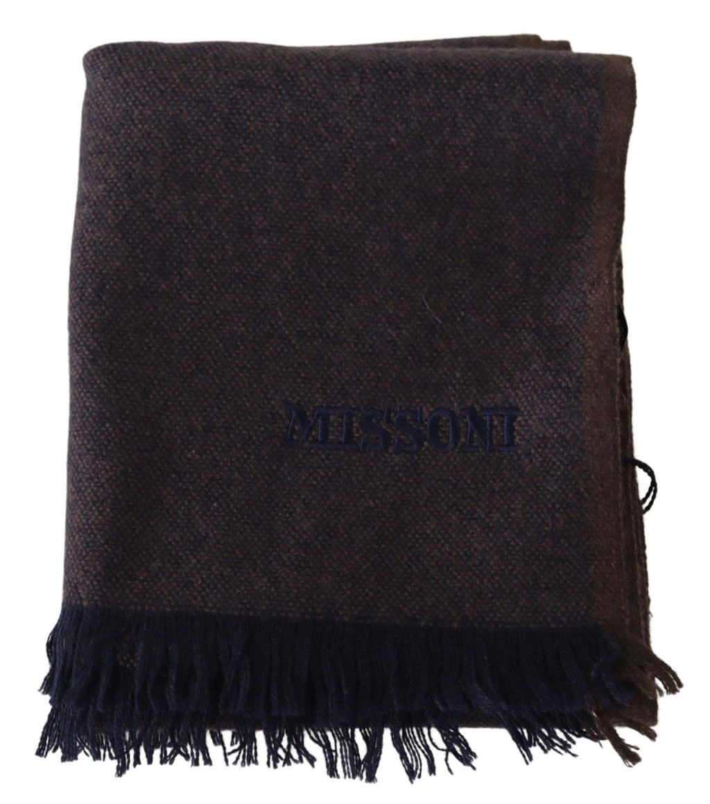 Missoni Brown 100% Cashmere Unisex Neck Wrap Fringes Scarf Missoni
