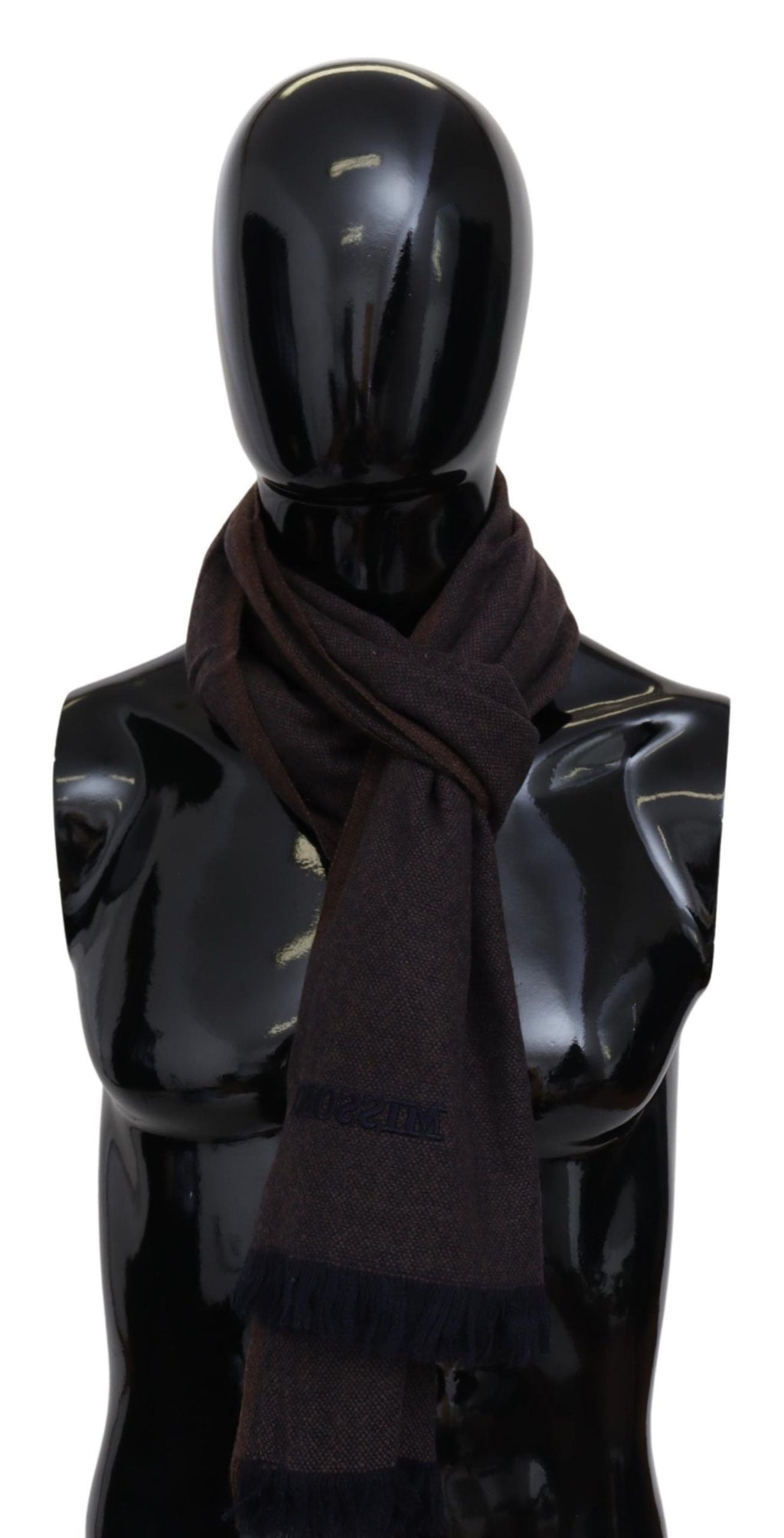 Missoni Brown 100% Cashmere Unisex Neck Wrap Fringes Scarf Missoni