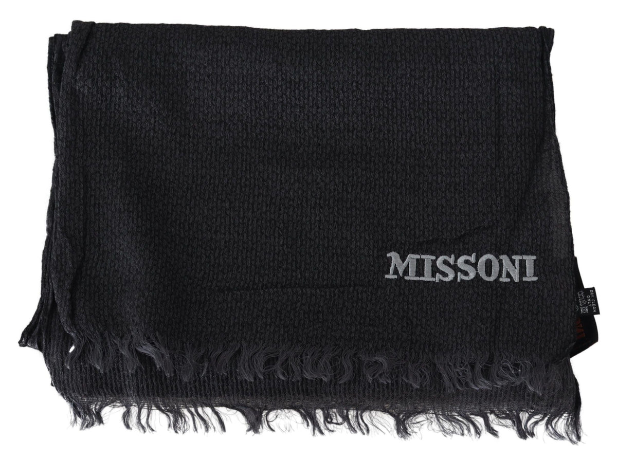 Missoni Black Wool Knit Unisex Neck Wrap Scarf Missoni