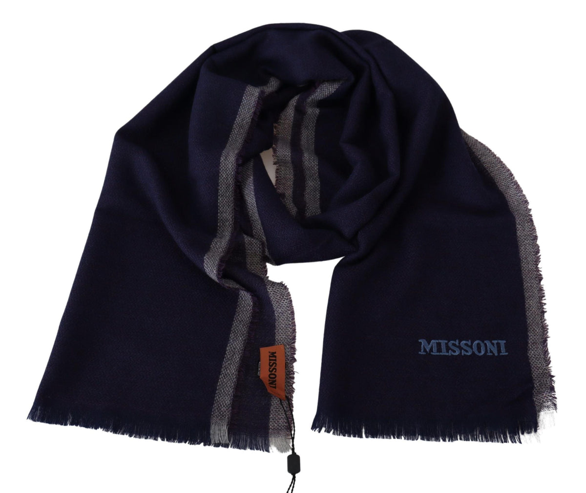 Missoni Multicolor Striped Wool Unisex Wrap Fringes Scarf Missoni
