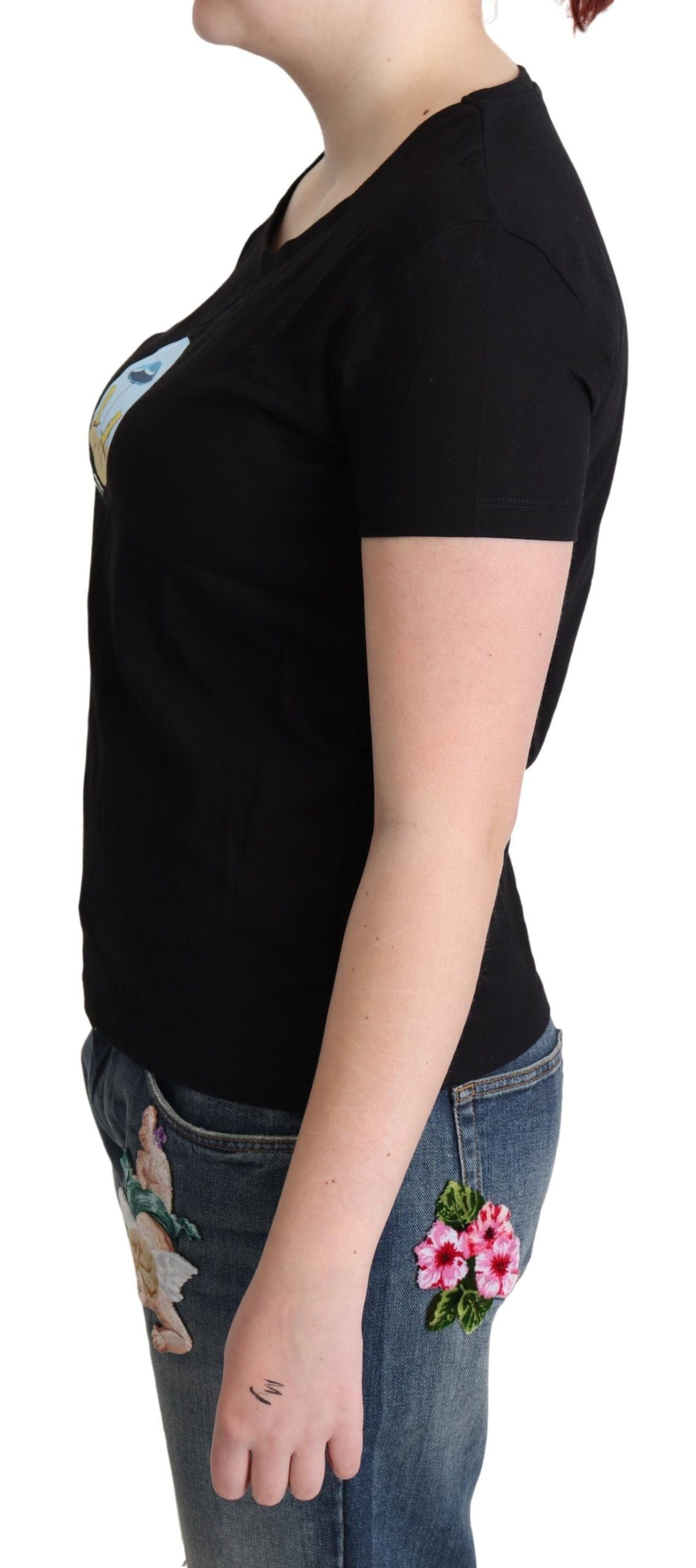 Moschino Black Printed Cotton Short Sleeves T-shirt Moschino