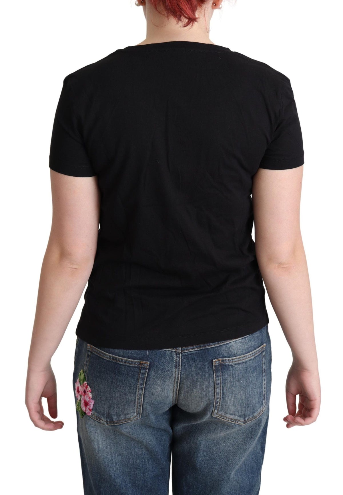 Moschino Black Printed Cotton Short Sleeves T-shirt Moschino